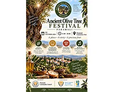 Official poster for the Ancient Olive Tree Festival in Paramali on 11 October 2026