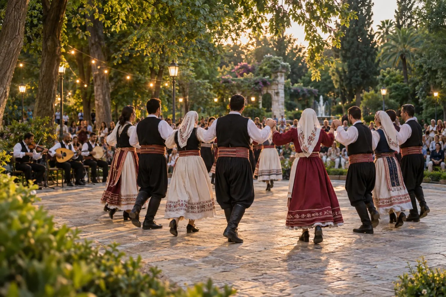 Editorial image of traditional dancing and music in Nicosia Municipal Gardens