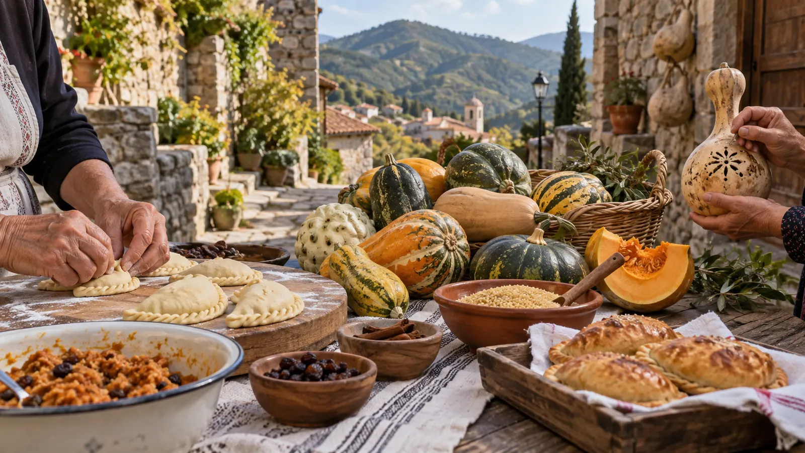 Editorial image of Cypriot gourds, kolokotes and traditional preparation in Moutoullas