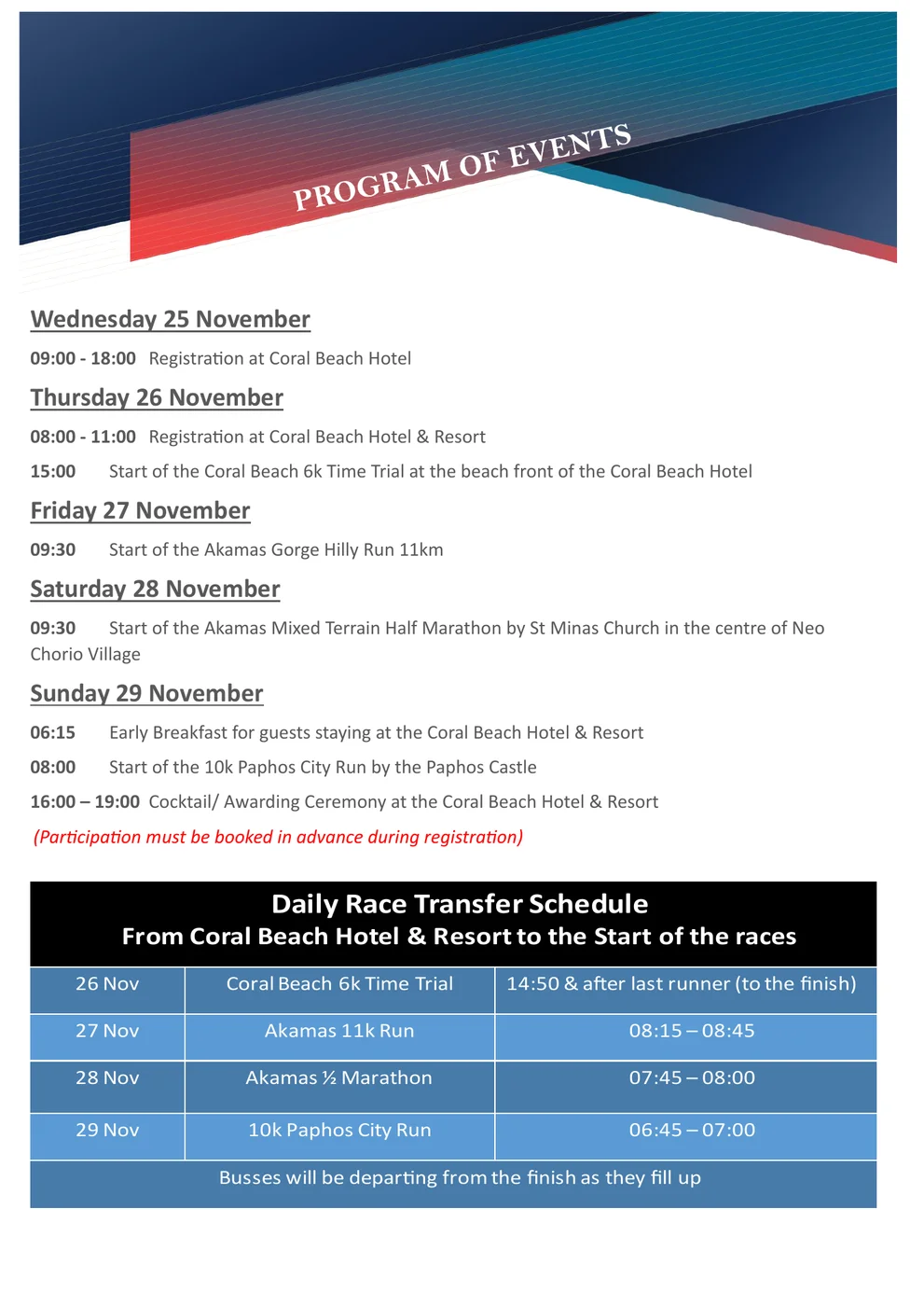 Official programme for Leptos Cyprus International 4-day Challenge (2026)