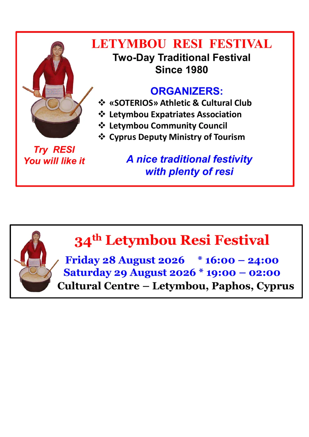 Official programme for Letymbou Resi Festival (2026)