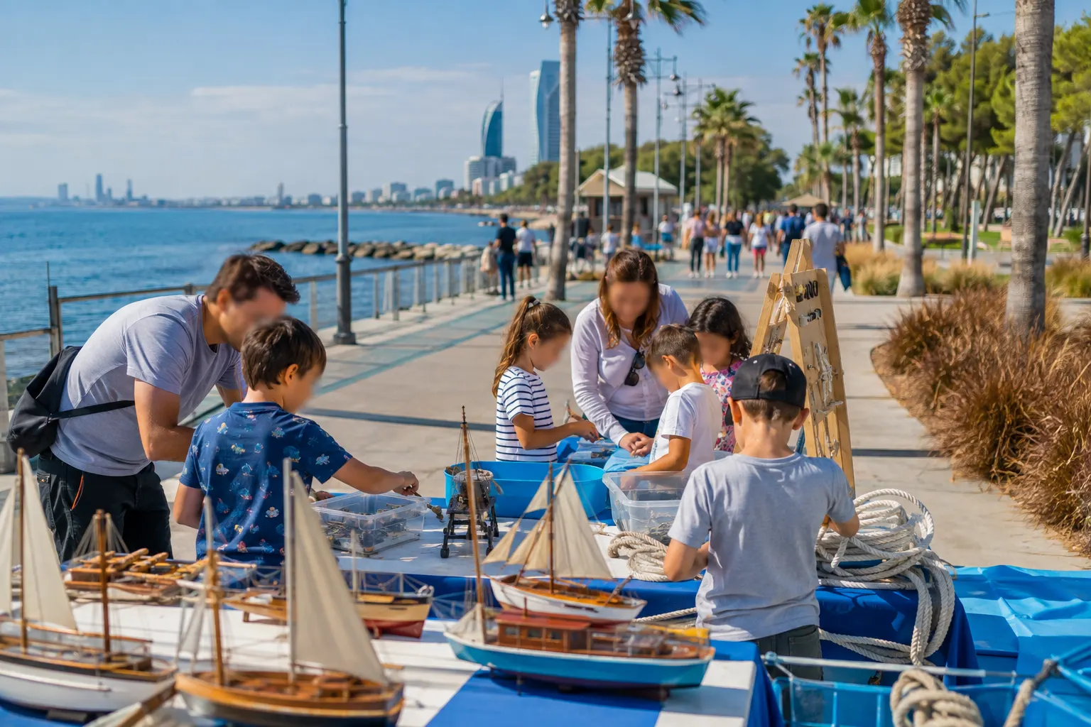 Editorial image of family maritime activities at Molos for the Thalassa Festival
