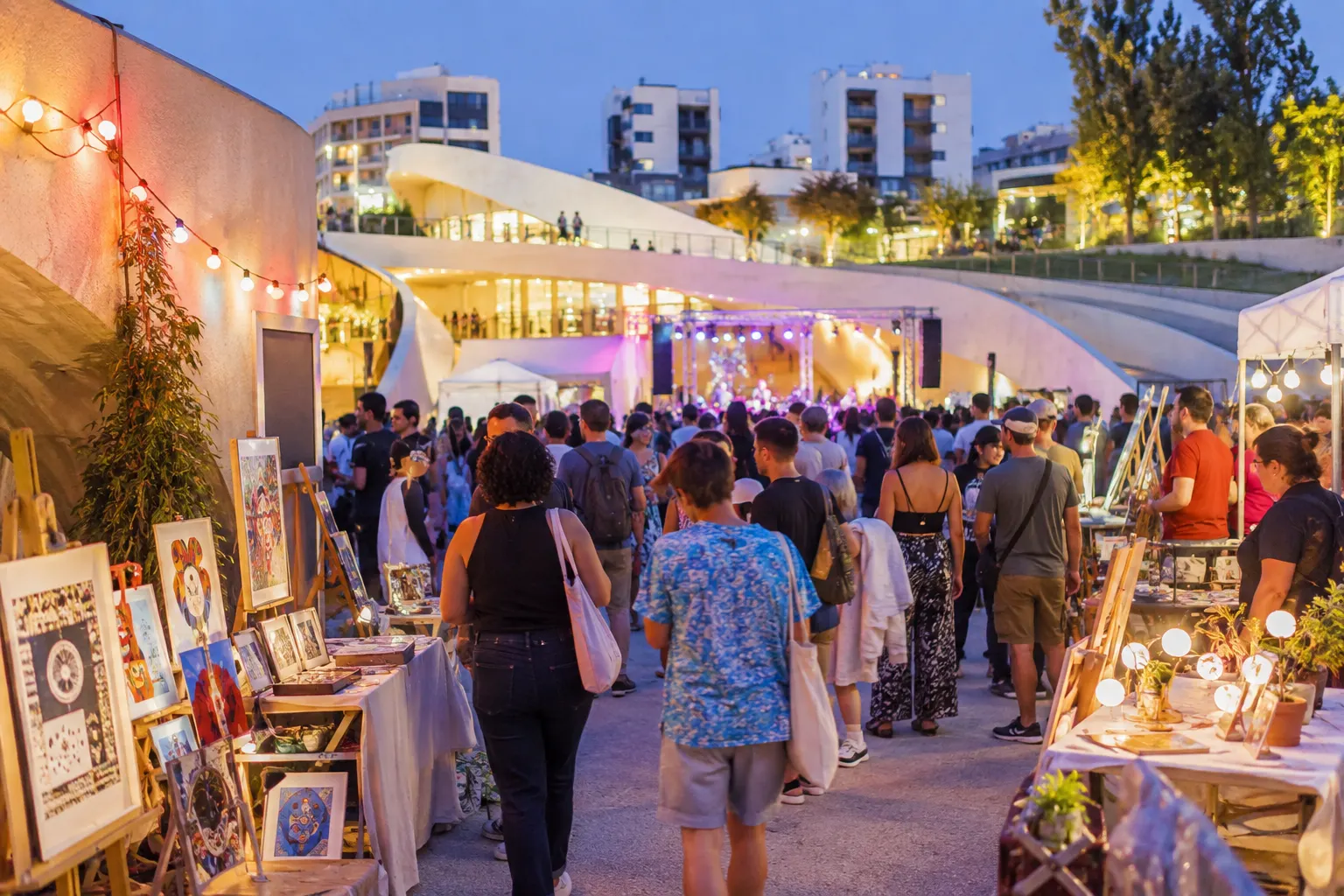 Editorial image of a creative street market and music in Nicosia for the United Street Festival