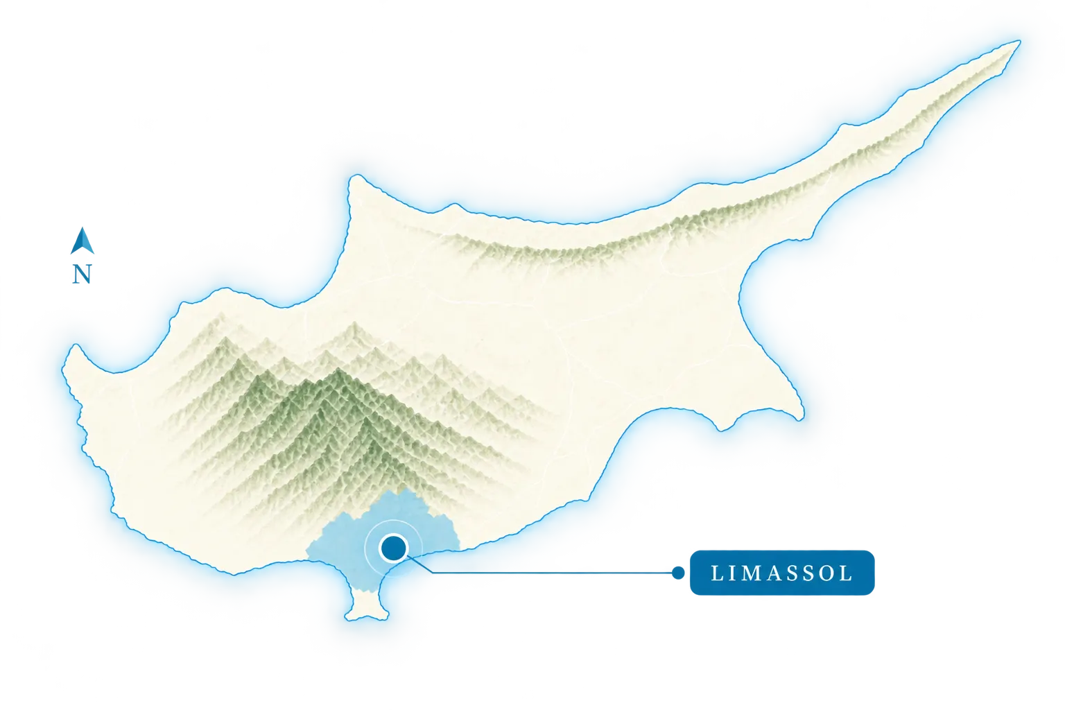 Illustrated map of Cyprus with Limassol highlighted