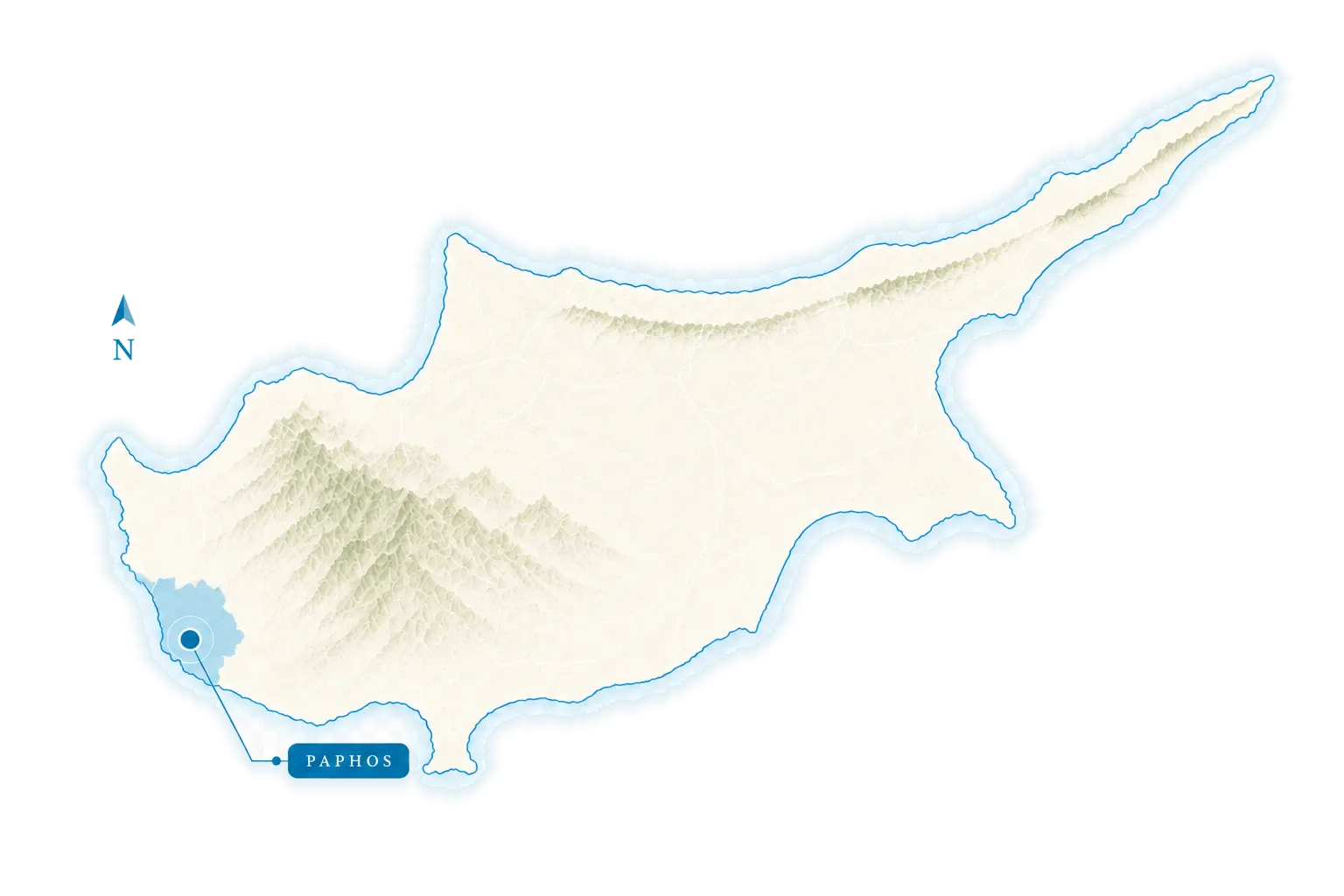 Illustrated map of Cyprus with Paphos highlighted