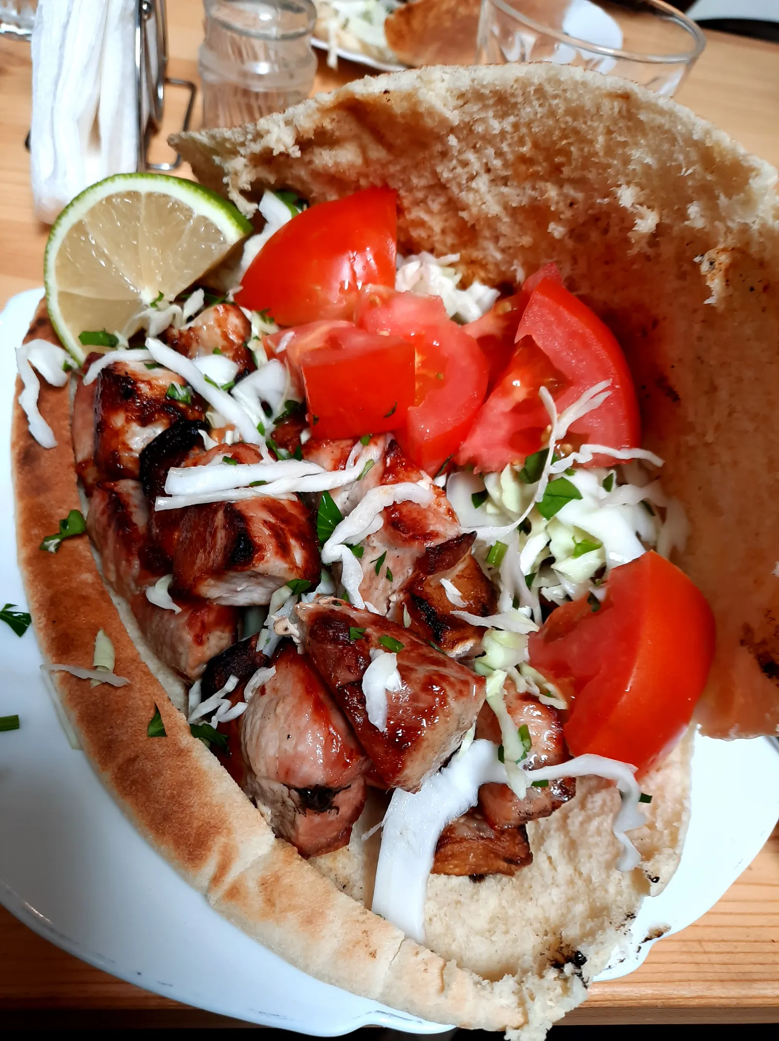 Charcoal-grilled souvlaki skewers