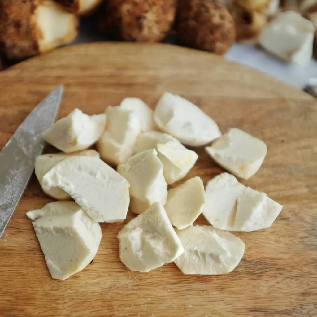 Taro cut into pieces