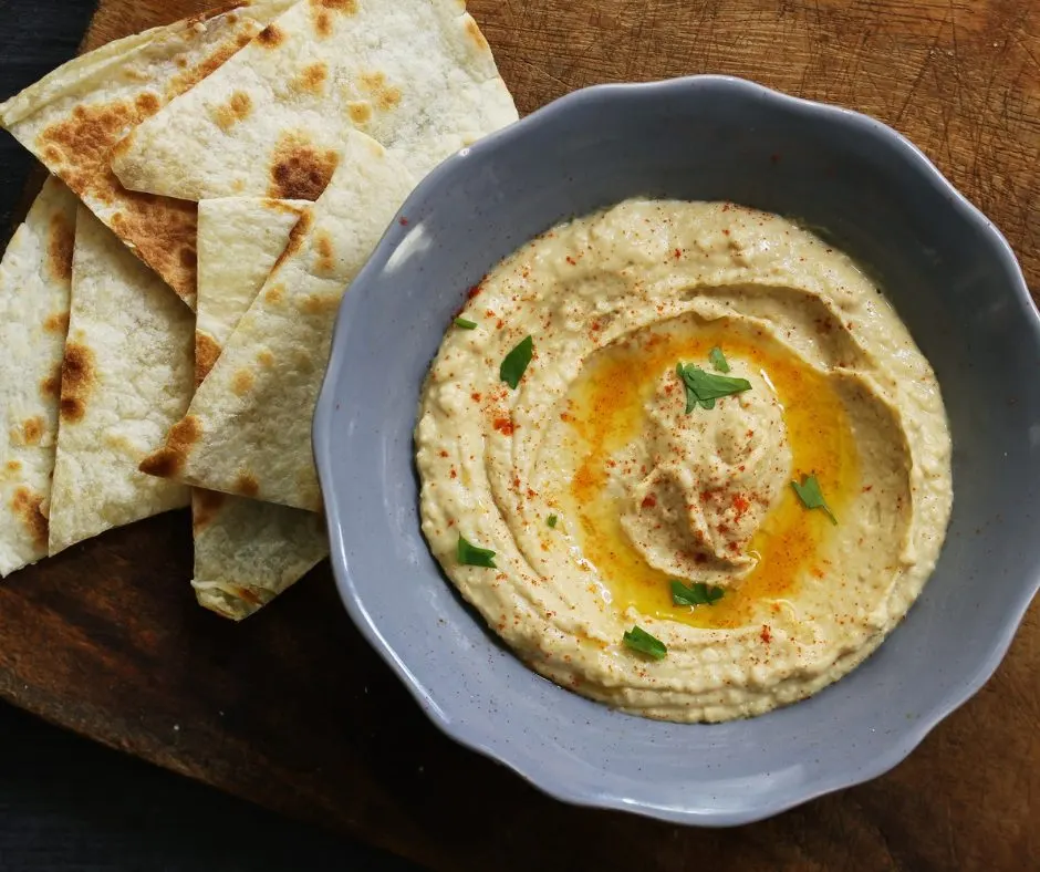 Hummus ingredients ready to blend